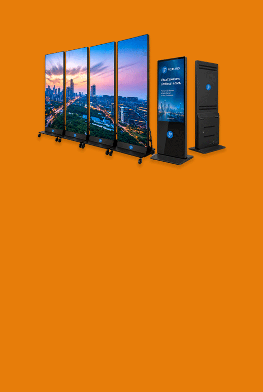 Totem de sinalização digital em saguão comercial
